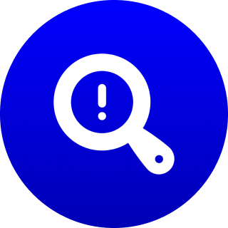 Magnifying glass with exclamation mark