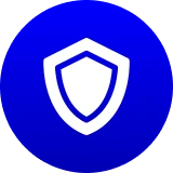 Blue shield icon on black background