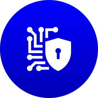 Digital security symbol on blue background